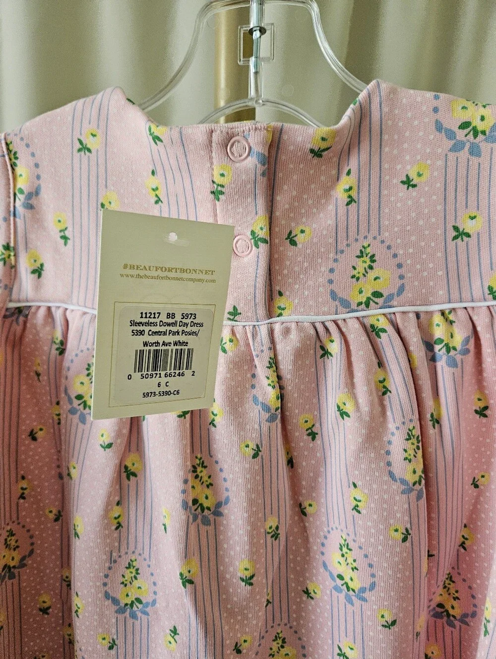 The Beaufort Bonnet Company Size 6 Pink & Blue Sleeveless Sweetheart Neckline
